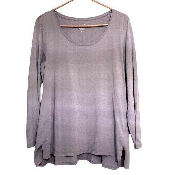 Pure Jill Split Hem Pima Cotton Purple Long Sleeve Top Blouse PM Loose Boho - Picture 1 of 6